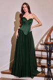 Ladivine J891 Fitted Corset Bodice Flowy Chiffon Skirt Formal Gown