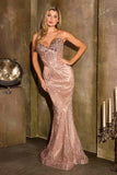 Ladivine J903 Lavish Crystal Encrusted Sheer Corset Bodice Fitted Gown