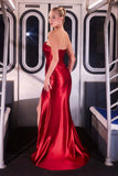 Ladivine J906 Show Stopper Sleek Fitted Liquid Satin Gown
