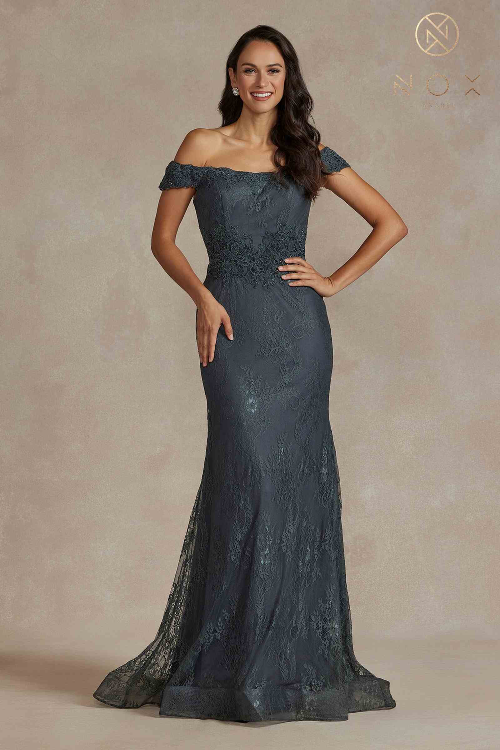 Nox Anabel JQ501 Dress Off-the-Shoulder Mermaid Dress Floral Lace
