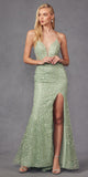 Juliet JT2437A Fully Beaded Embellished Long Fitted Slit Gown