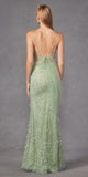 Juliet JT2437A Fully Beaded Embellished Long Fitted Slit Gown