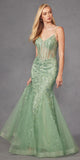 Juliet JT2441S Long Corset Bodice Embellished Sleeveless Mermaid Dress