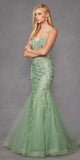 Juliet JT2441S Long Corset Bodice Embellished Sleeveless Mermaid Dress