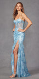 Juliet JT2455K Long Strapless Sweetheart Fitted Sheer Bodice Slit Gown