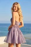 Juliet JT909 Strapless Embroidered Glitter Tulle Short Party Dress