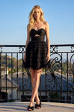 Juliet JT921H Strapless Tulle Ruffle Cocktail Dress with Keyhole Bodice