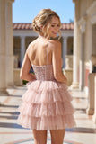 Juliet JT923S Leaf Lace Corset Ruffle Tulle Short Dress