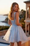 Baby Doll Short Dress with Floral Glitter Skirt, Corset Bodice and Lace-Up Back