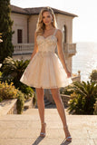Baby Doll Short Dress with Floral Glitter Skirt, Corset Bodice and Lace-Up Back