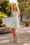Baby Doll Glitter Corset Short Dress with Sparkle Tulle Skirt