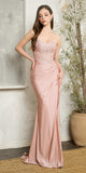 Juno M1027 Long Strapless Fitted Sheer Boned Bodice Evening Gown