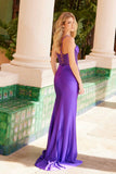 Nox Anabel K1521 Lace-Up Satin Pleated Top Dress with Slit