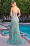 Ladivine KV1138 Strapless Crystal and Sequin Mermaid Evening Gown