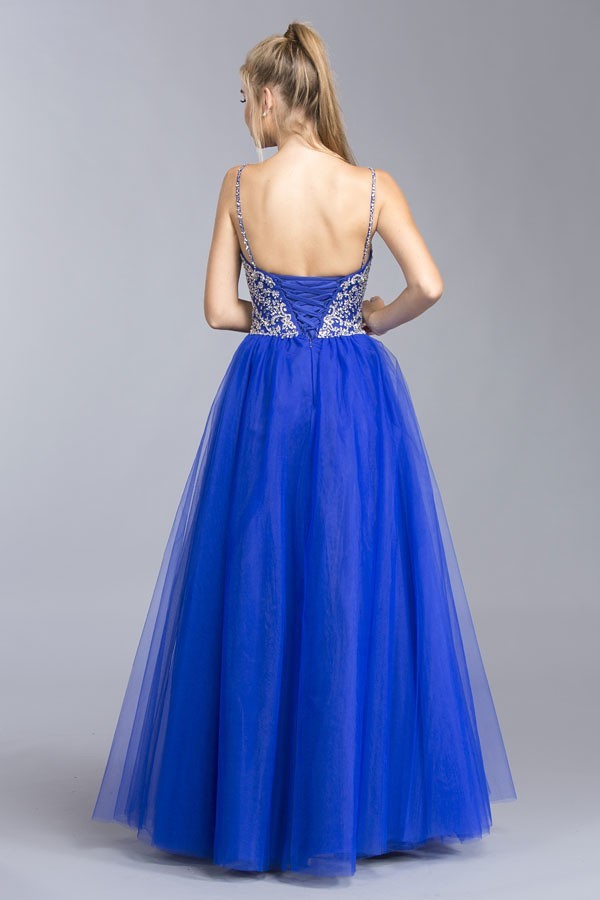 Aspeed L1945 Beaded Tulle Gown with Spaghetti Straps