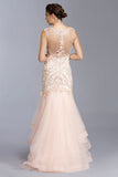 Aspeed USA L2012 Blush Tiered Mermaid Prom Gown Appliqued Bodice