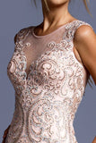 Aspeed USA L2012 Blush Tiered Mermaid Prom Gown Appliqued Bodice