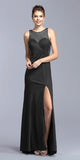 Aspeed L2023 Navy Blue Long Prom Dress Illusion Neckline Cut-Out Back with Slit