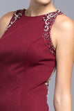 Aspeed USA L2033 Illusion Beaded Back Long Formal Sleeveless Dress Burgundy
