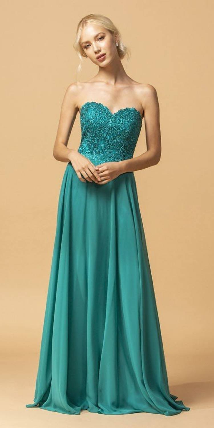 Aspeed Design L2073 Jade Sweetheart Neckline Appliqued Long Formal Dress