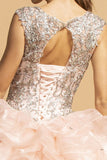 Aspeed Design L2156 Embellished Bodice Blush Ruffled Quinceanera Gown