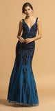 Aspeed Design L2173 Charcoal Long Prom Dress with Sequin-Appliques 