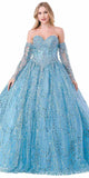 Aspeed USA L2460 Poofy Quinceanera A-Line Ballgown Detachable Long Sleeves