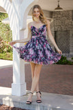 Nox Anabel M992 Chic and Graceful Strapless Flower Print Chiffon Dress