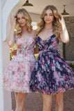 Nox Anabel M992 Chic and Graceful Strapless Flower Print Chiffon Dress