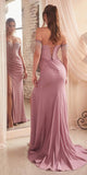 Ladivine OC020 Long Shimmering Off The Shoulder Beaded Hollywood Gown