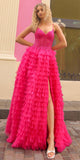 Nox Anabel P1398 Long Sleeveless Ruffled Tiered Skirt A-Line Ballgown