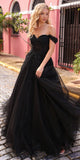 Nox Anabel R1303 Long Off the Shoulder Sweetheart Tulle A-Line Gown