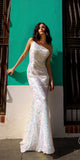 Nox Anabel R1308 Long Sequin Floral Print One Shoulder Mermaid Gown