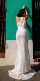 Nox Anabel R1308 Long Sequin Floral Print One Shoulder Mermaid Gown