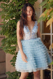 Nox Anabel R883 Dress V-Neck A-Line Tiered Ruffled Skirt