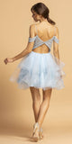 Aspeed Design S2118 Tiered Ice Blue Cold-Shoulder Homecoming Short Dress