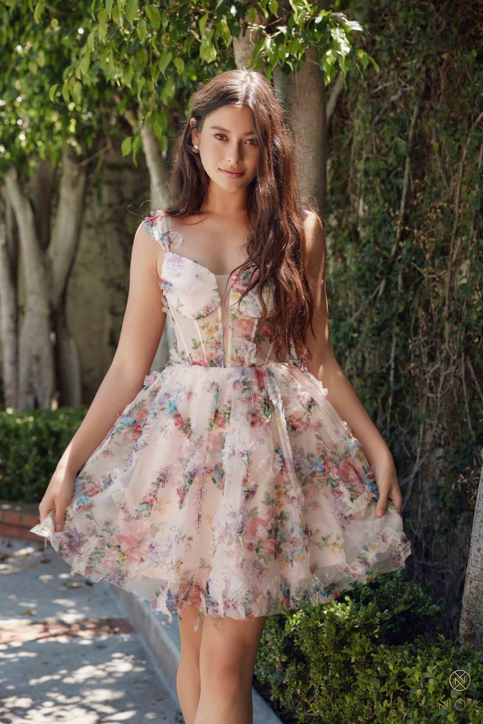 Nox Anabel S849 Dress Floral Print A-Line Party Dress