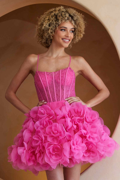 Amelia Couture SU083s Poofy Flower Ruffled A-Line Homecoming Dress