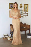 Amoris T101 Greek Style Long Sequin V-Neckline Gown