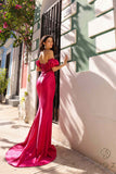 Nox Anabel T1329 Long Fitted Strapless Boned Bodice Satin Gown Arm Cuff