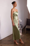 Astee T2006 Tea Length Satin Dress Cut Out Cowl-Like Back