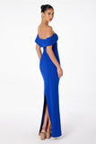 Astee T2011 Off the Shoulder Fitted Evening Gown Back Slit