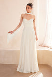 Ladivine Amoris T703W White Dress Strapless A-Line Gown