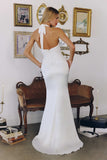 Amoris T720W Halter Satin Sleek Floor Length Satin Bridal Gown