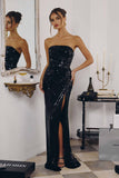 Amoris T724 Sleek Strapless Sequin Fitted Gown