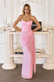 Amoris T726 Strapless Side Sash Chiffon Formal Gown
