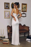 Amoris T729W Sleek Satin Adjustable Straps Fitted Off White Gown