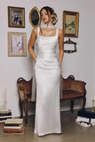 Amoris T729W Sleek Satin Adjustable Straps Fitted Off White Gown