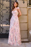 Amoris T749 Soft Flutter Sleeves Floral Chiffon A-Line Dress