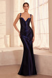 Ladivine Amoris T813 Long Fitted Corset Bodice Satin Prom Gown